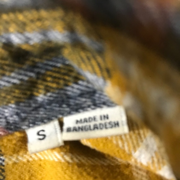 Men’s Plaid Flannel Button-Up Shirt – Yellow Brown Navy Check, Soft Brushed Cott - Picture 11 of 14